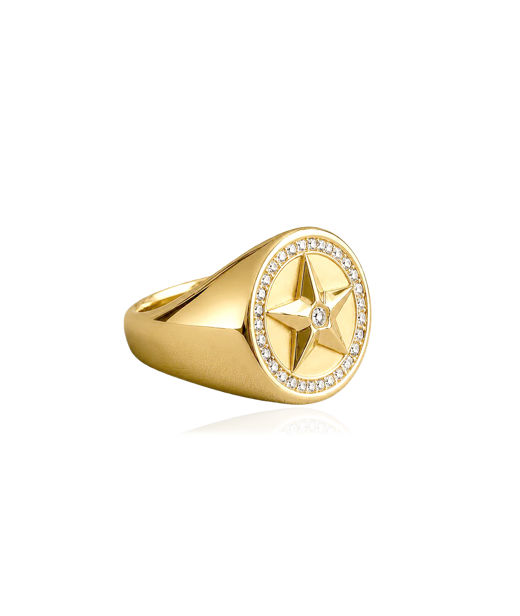 Stålring ELECKTRA SIGNET STAR 7 gold