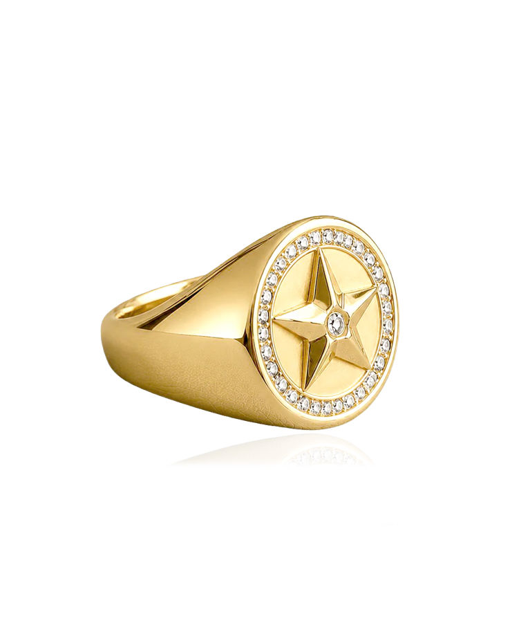 Stålring ELECKTRA SIGNET STAR 7 gold