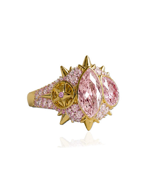 Mässingsring ELECKTRA SPARKLE MULTI Gold/Pink 7