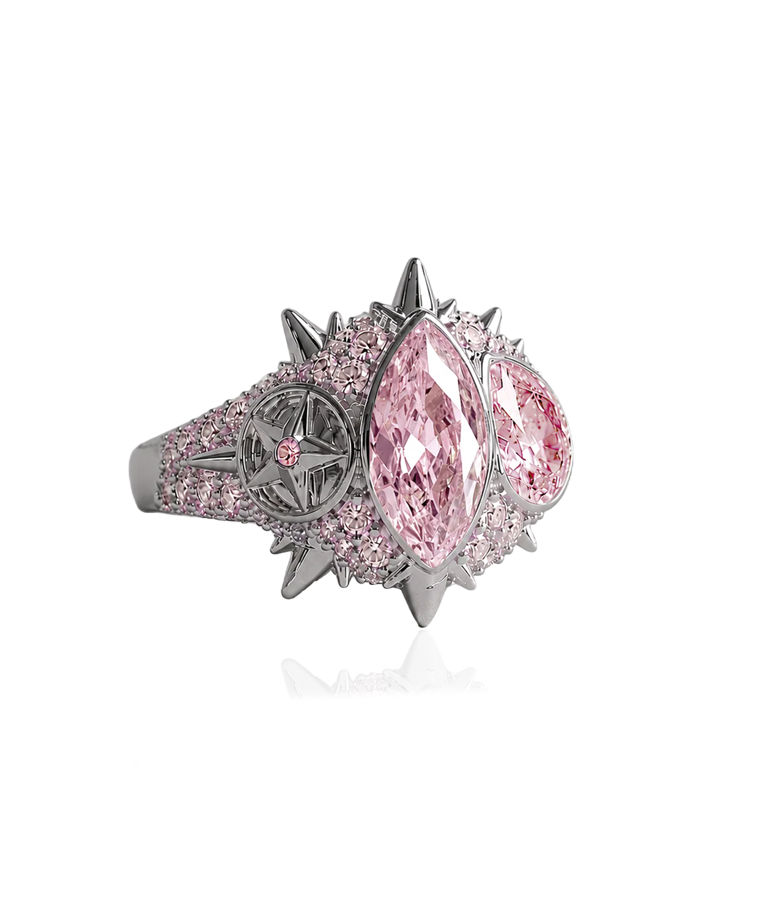 Mässingsring ELECKTRA SPARKLE MULTI Silver/Pink 7