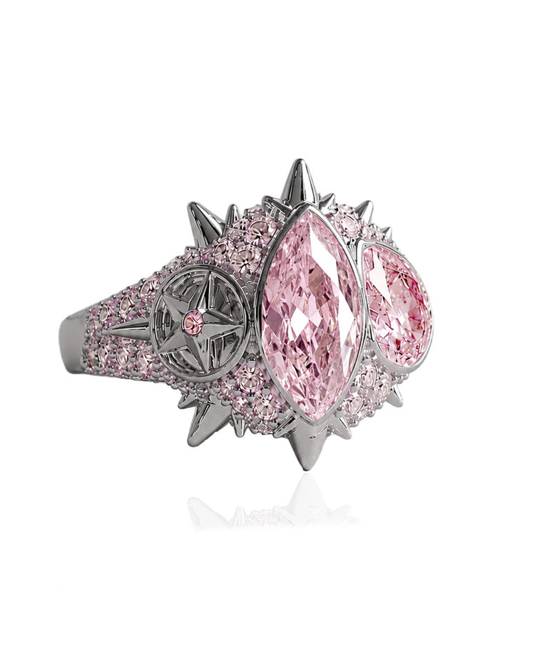 Mässingsring ELECKTRA SPARKLE MULTI Silver/Pink 7