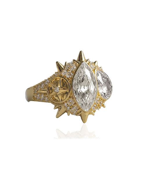 Mässingsring ELECKTRA SPARKLE MULTI Gold/White 7
