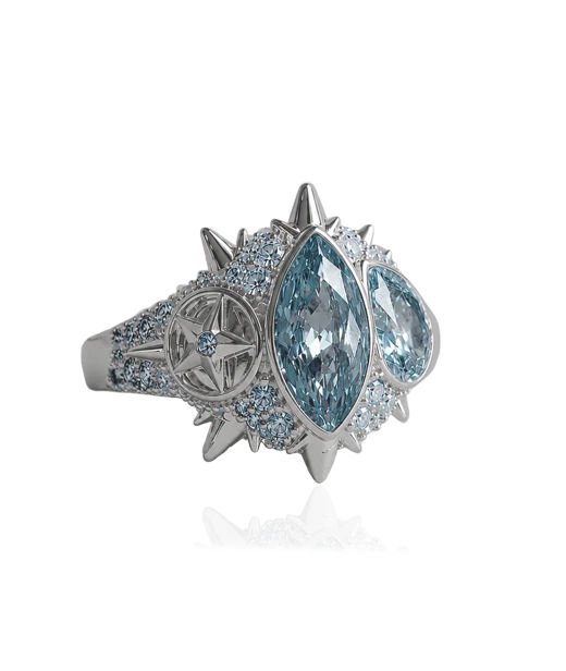 Mässingsring ELECKTRA SPARKLE MULTI Silver/White 7