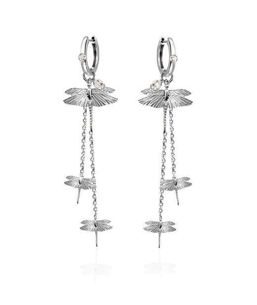 Mässingsörhänge DRAGONFLY REBORN MULTI HOOPS Silver