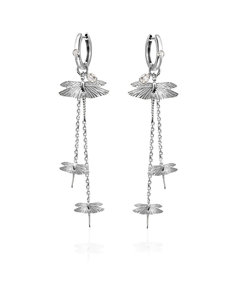Mässingsörhänge DRAGONFLY REBORN MULTI HOOPS Silver