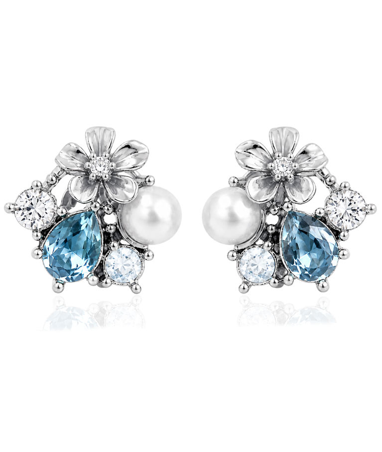 Mässingsörhängen LA FLEUR GARDEN STUDS Silver/Blue