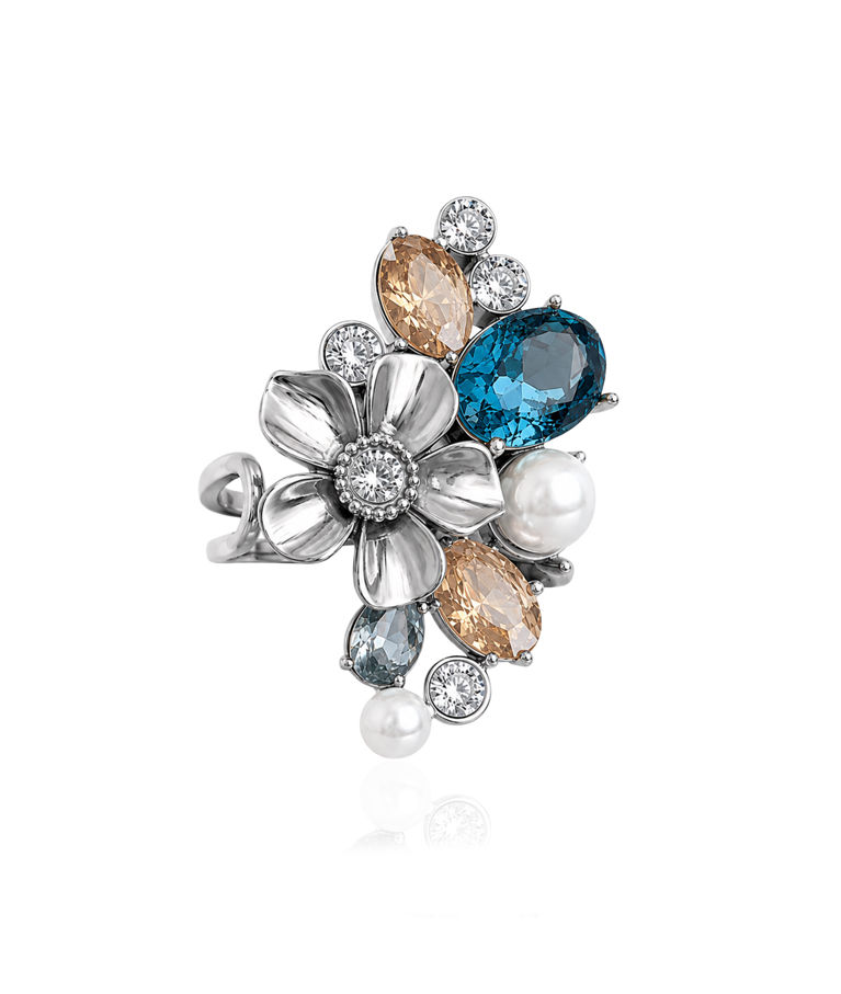 Mässingsring LA FLEUR GARDEN Silver/Blue