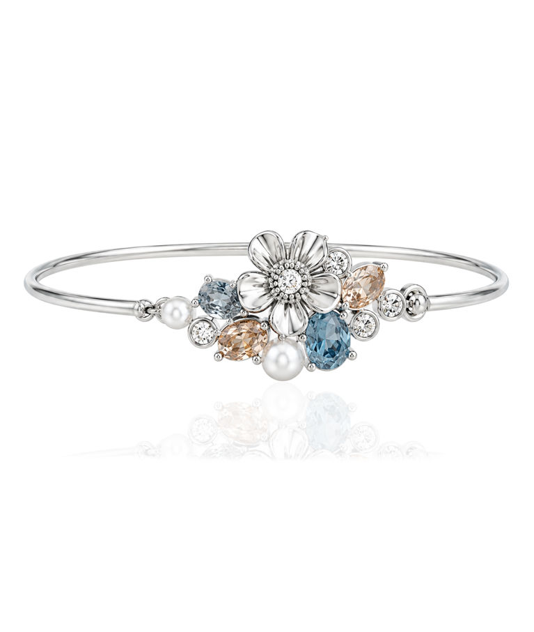 Mässingsarmring LA FLEUR GARDEN Silver/Blue XS/S