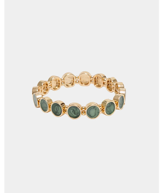 Plastarmband Ava Petite Pearl Elastic Green Gold
