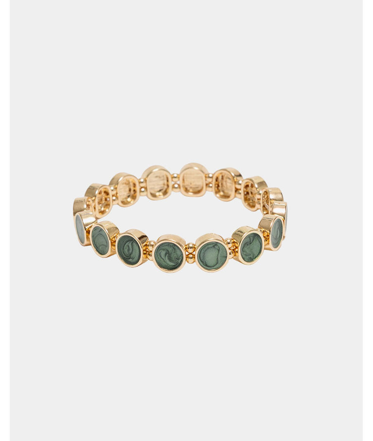 Plastarmband Ava Petite Pearl Elastic Green Gold
