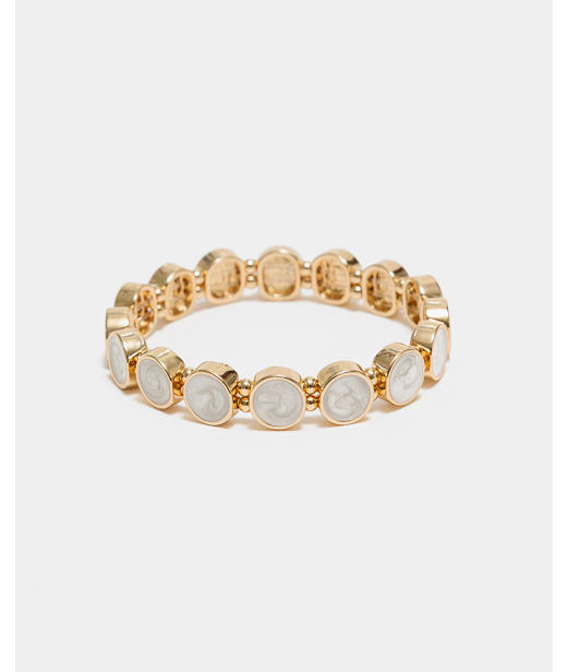 Plastarmband Ava Petite Pearl Elastic White Gold