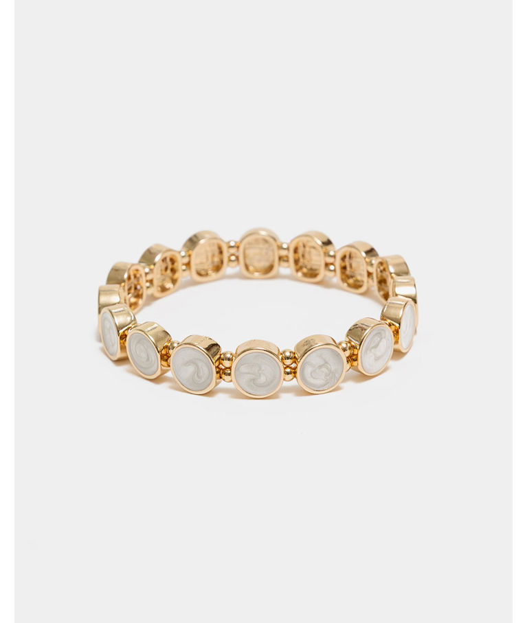 Plastarmband Ava Petite Pearl Elastic White Gold