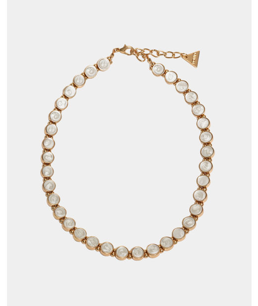 Plasthalsband Ava Petite Pearl White Gold