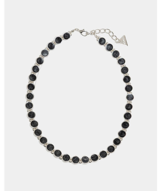Plasthalsband Ava Petite Pearl Black Silver