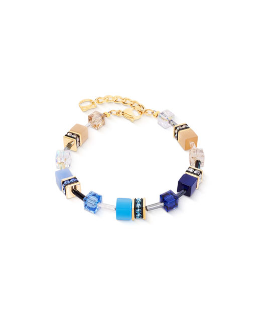 Stålarmband Cube Beige-Blue Gold