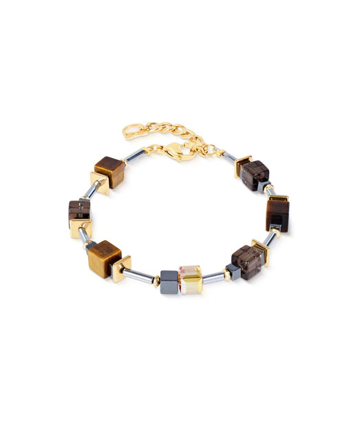 Stålarmband Cube Brown Gold