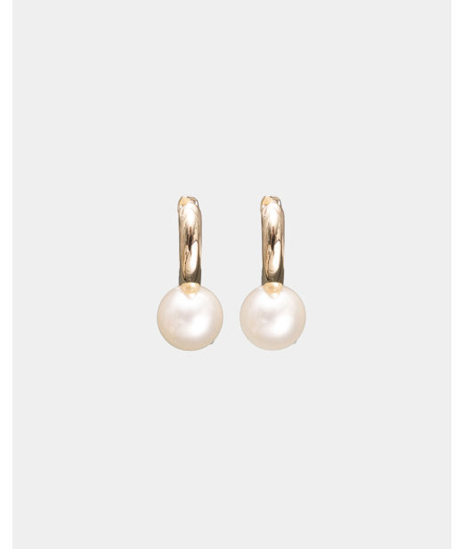 Mässingörhänge Amelie Pearl Hoops Gold