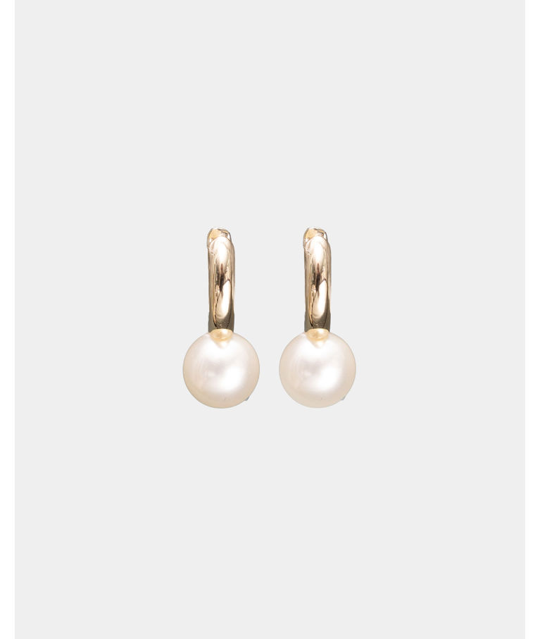 Mässingörhänge Amelie Pearl Hoops Gold