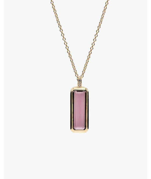 Silverhalsband Radiant Cut Pink Stone fg