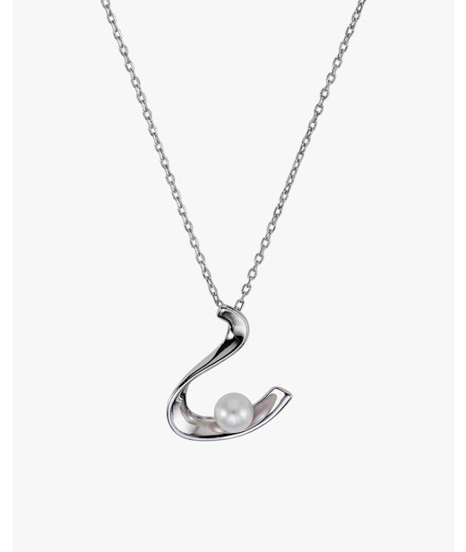 Silverhalsband Wavy Design Pearl