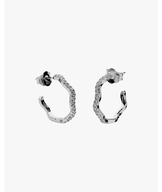 Silverörhänge Irregular Hoop cz