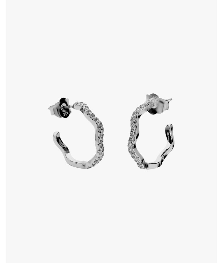 Silverörhänge Irregular Hoop cz