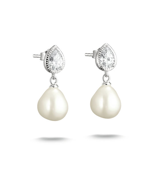 Silverörhänge Elyndra Pearl cz