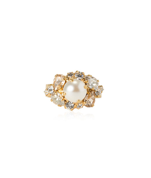 Mässingsring MOLLY PEARL / CRYSTAL Gold