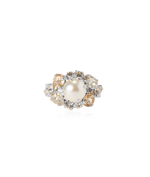 Mässingsring MOLLY PEARL / CRYSTAL Rhodium