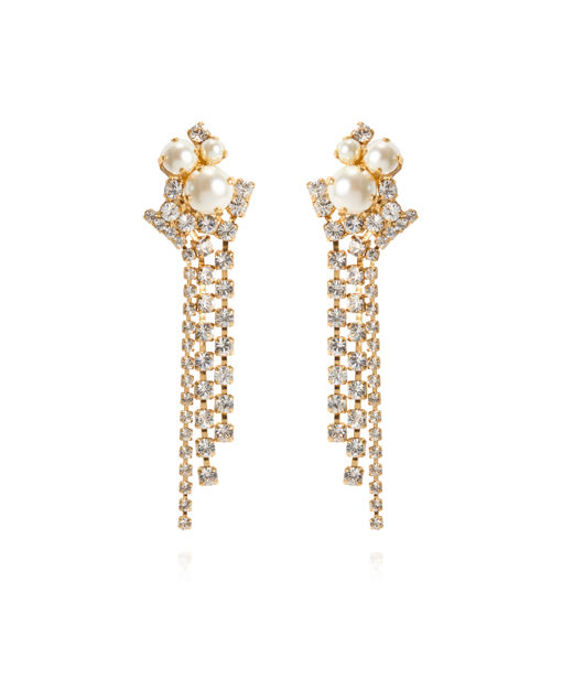 Mässingsörhängen MOLLY STATEMENT PEARL / CRYSTAL Gold