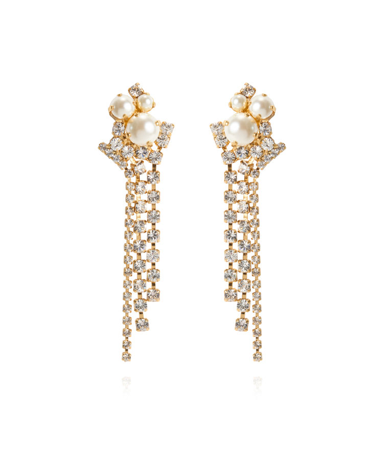 Mässingsörhängen MOLLY STATEMENT PEARL / CRYSTAL Gold