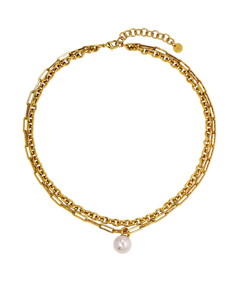 Mässingshalsband AURELIA SG WHITE PEARL AW26