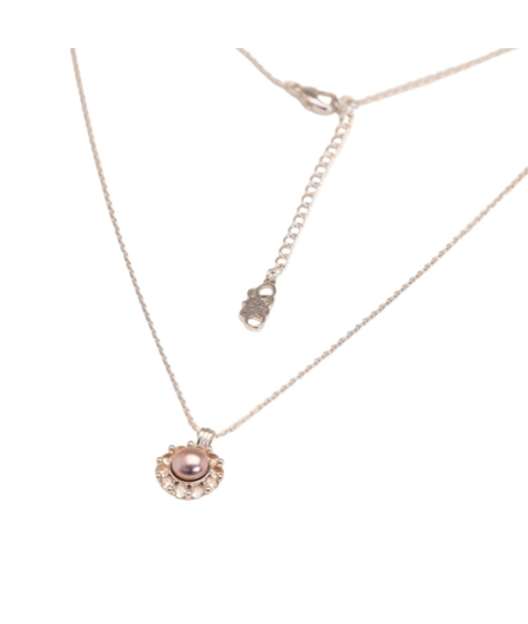 Mässingshalsband Miss Sofia - Pink topaz pearlrhodium