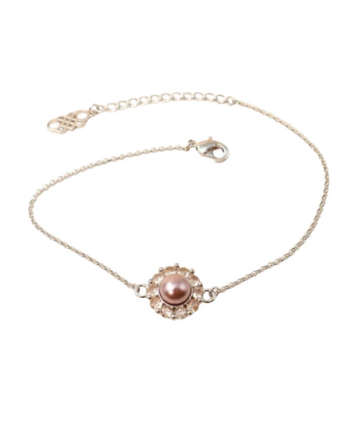 Mässingsarmband Miss Sofia - Pink topaz pearlrhodium