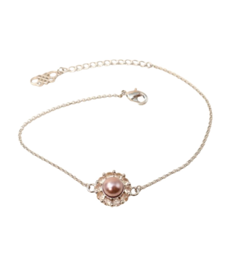 Mässingsarmband Miss Sofia - Pink topaz pearlrhodium