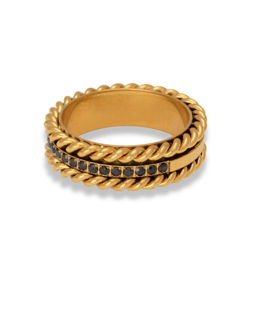 Stålring Hera anti-stress ring black zircon gold