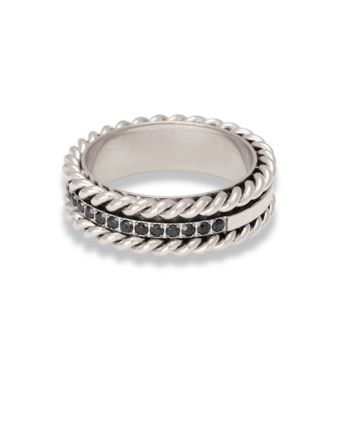 Stålring Hera anti-stress ring black zircon