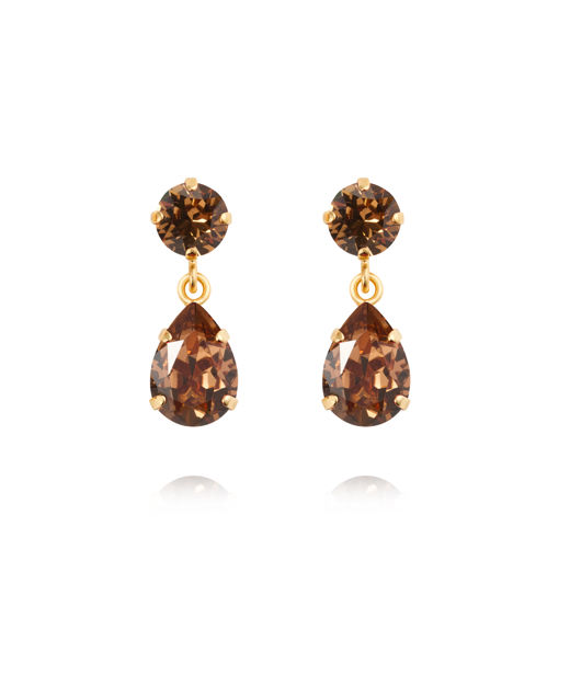Mässingsörhängen MINI DROP ReC LIGHT SMOKED TOPAZ gold