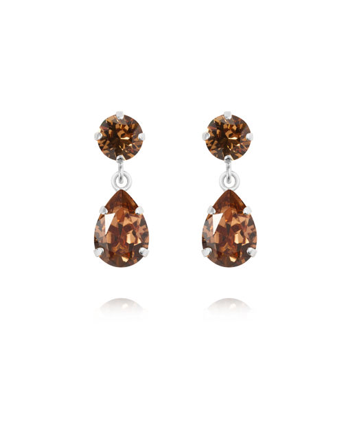 Mässingsörhängen MINI DROP ReC LIGHT SMOKED TOPAZ rhodium