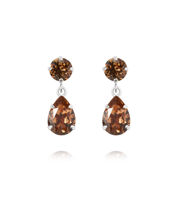 Mässingsörhängen MINI DROP ReC LIGHT SMOKED TOPAZ rhodium