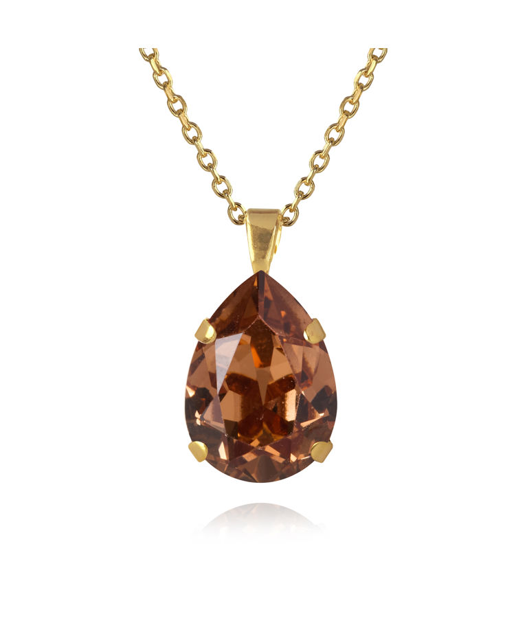 Mässingshalsband MINI DROP ReC LIGHT SMOKED TOPAZ gold