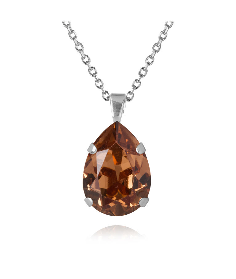 Mässingshalsband MINI DROP ReC LIGHT SMOKED TOPAZ rhodium