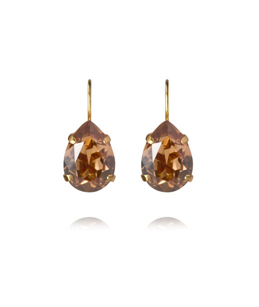 Mässingsörhängen MINI DROP CLASP ReC LIGHT SMOKED TOPAZ gol