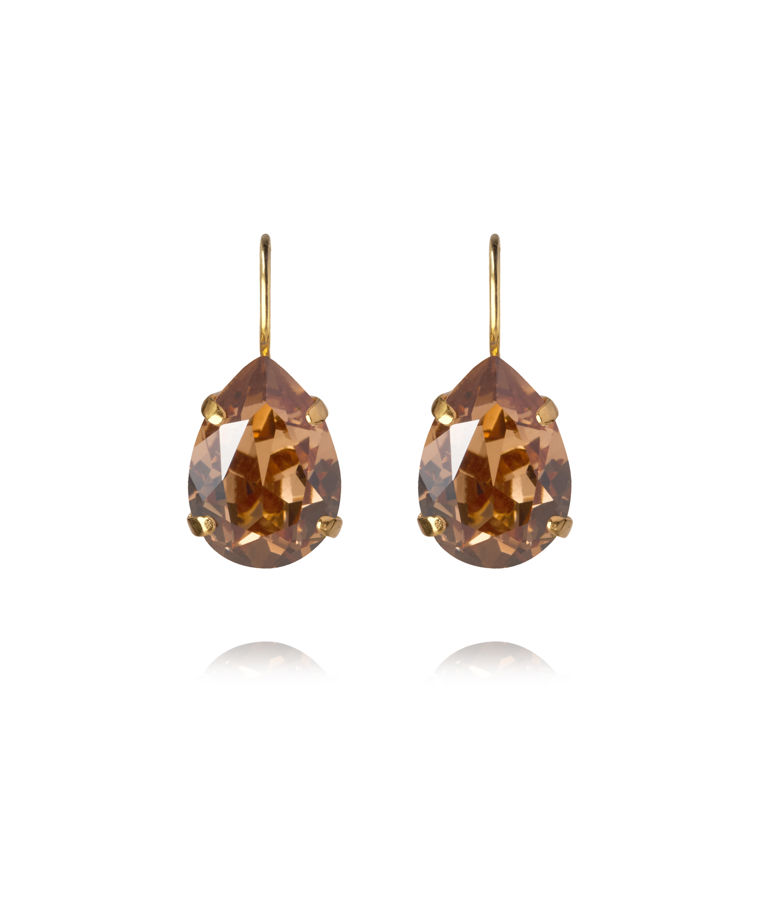 Mässingsörhängen MINI DROP CLASP ReC LIGHT SMOKED TOPAZ gol
