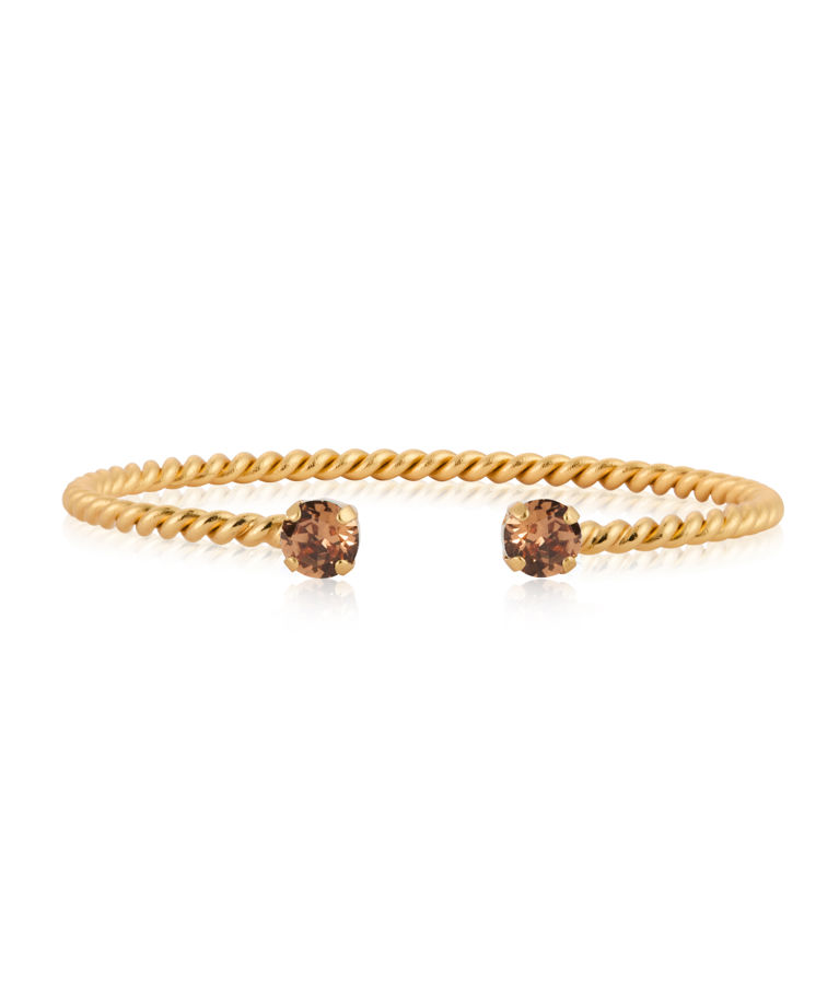Mässingsarmband MINI TWISTED ReC LIGHT SMOKED TOPAZ gold