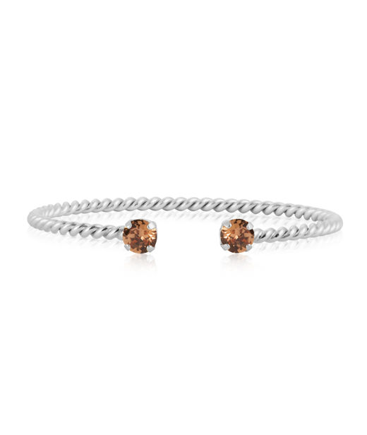 Mässingsarmband MINI TWISTED ReC LIGHT SMOKED TOPAZ rhodium