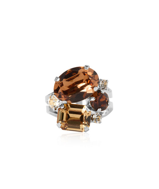 Mässingsring MINI CAROLINA ReC TOPAZ COMBO rhodium