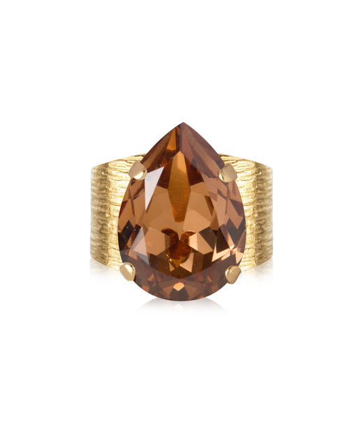 Mässingsring CLASSIC DROP ReC LIGHT SMOKED TOPAZ gold