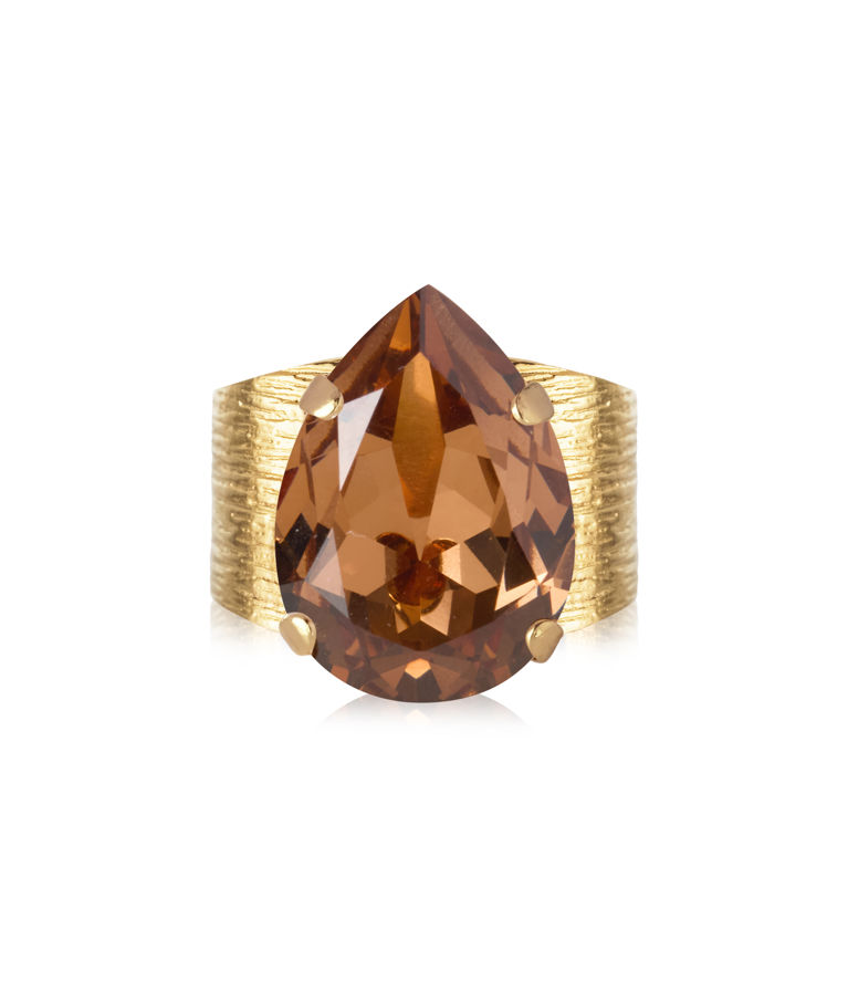 Mässingsring CLASSIC DROP ReC LIGHT SMOKED TOPAZ gold