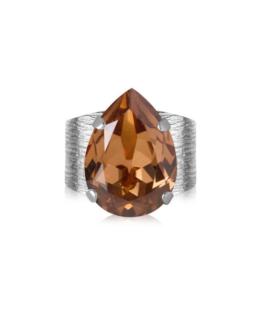 Mässingsring CLASSIC DROP ReC LIGHT SMOKED TOPAZ rhodium